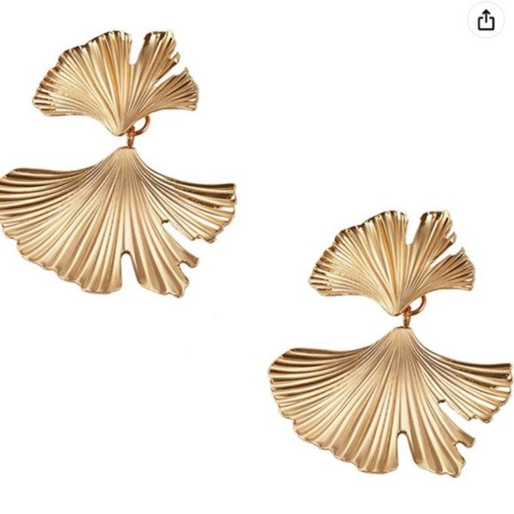 Double Leaf Statement Earrings - Picture 2 of 6